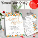 Diaper Raffle Game Kit For Baby Shower, 50 Cutie Orange Diaper Raffle Tickets & 1 Standing Sign, Gender Reveal, Baby Shower Decorations, Party Favor & Supplies - A01
