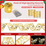 2 Pack 32.8 Feet Christmas Ribbon Lights 100 Led Battery Operated Xmas Fairy Double Layer Copper Wire Ribbon Bows Fairy