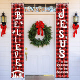 Christmas Front Porch Banners Winter Religious Nativity Scene Sign Holiday Hanging Banner Xmas Decoration For Front Door Believe Jesus Is The Reason For The Season 12 X 71 Inch