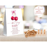 Dont Say Baby Baby Shower Game, Cherry Sign And 50 Clothespins, Baby Shower Game, Gender Reveal Games, Gender Reveal Neutral Decorations, Centerpiece Party Decorations, Gender Neutral Baby Gift,11