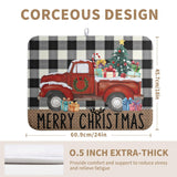 Merry Christmas Truck Dish Drying Mat Winter Large Kitchen Mats Dish Drying Pad Xmas Tree Absorbent Dish Dryer Mat For Kitchen Countertops Microfiber Drainer Pad Dish Drying Mats (18X24 In)