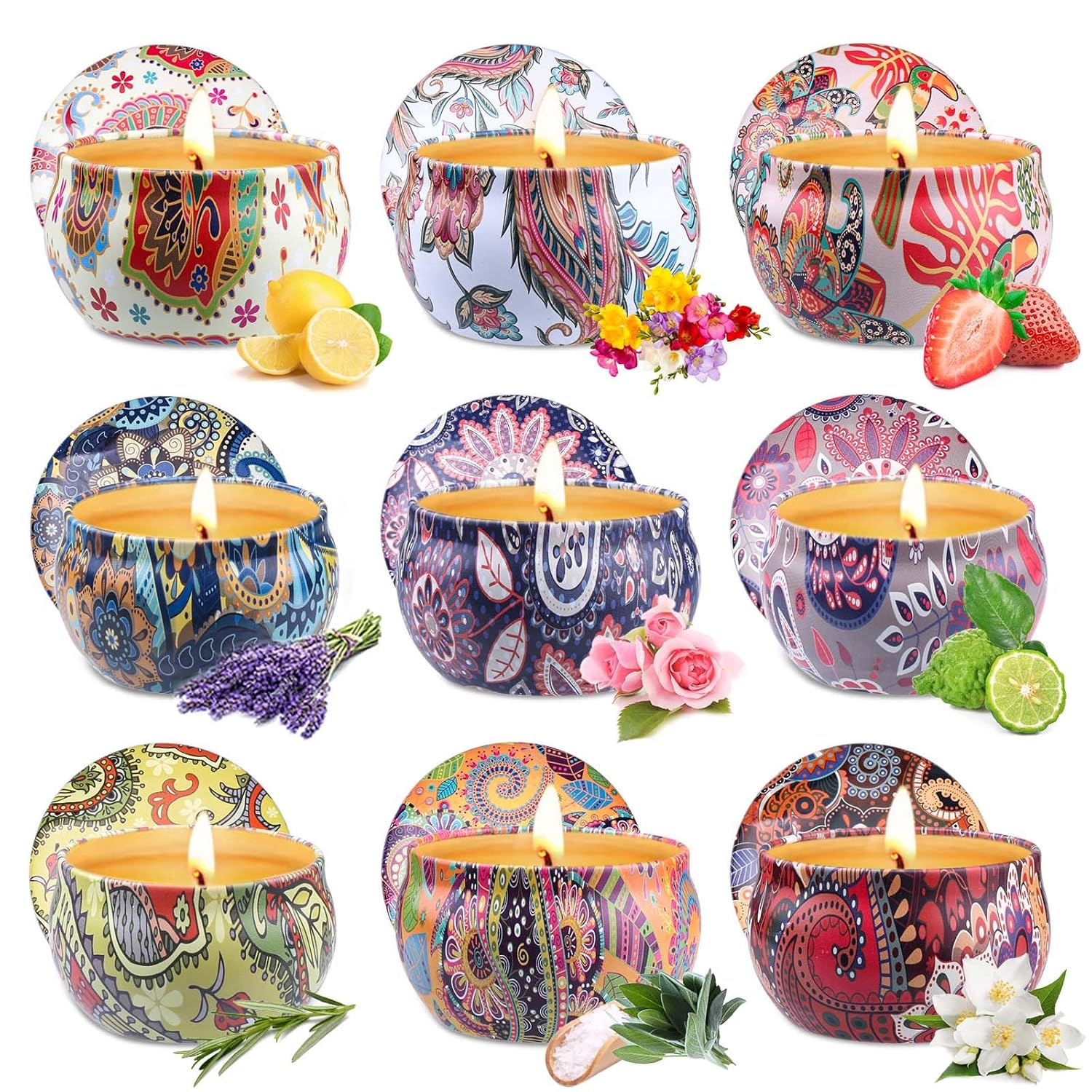 Scented Candles Gift Set For Women, 9 Pack Aromatherapy Candles For Home Scented, 180 Hour Long Lasting Soy Candle Lavender Candle Valentine'S Day Birthday Chrismas Gifts For Women Bath Spa Yoga