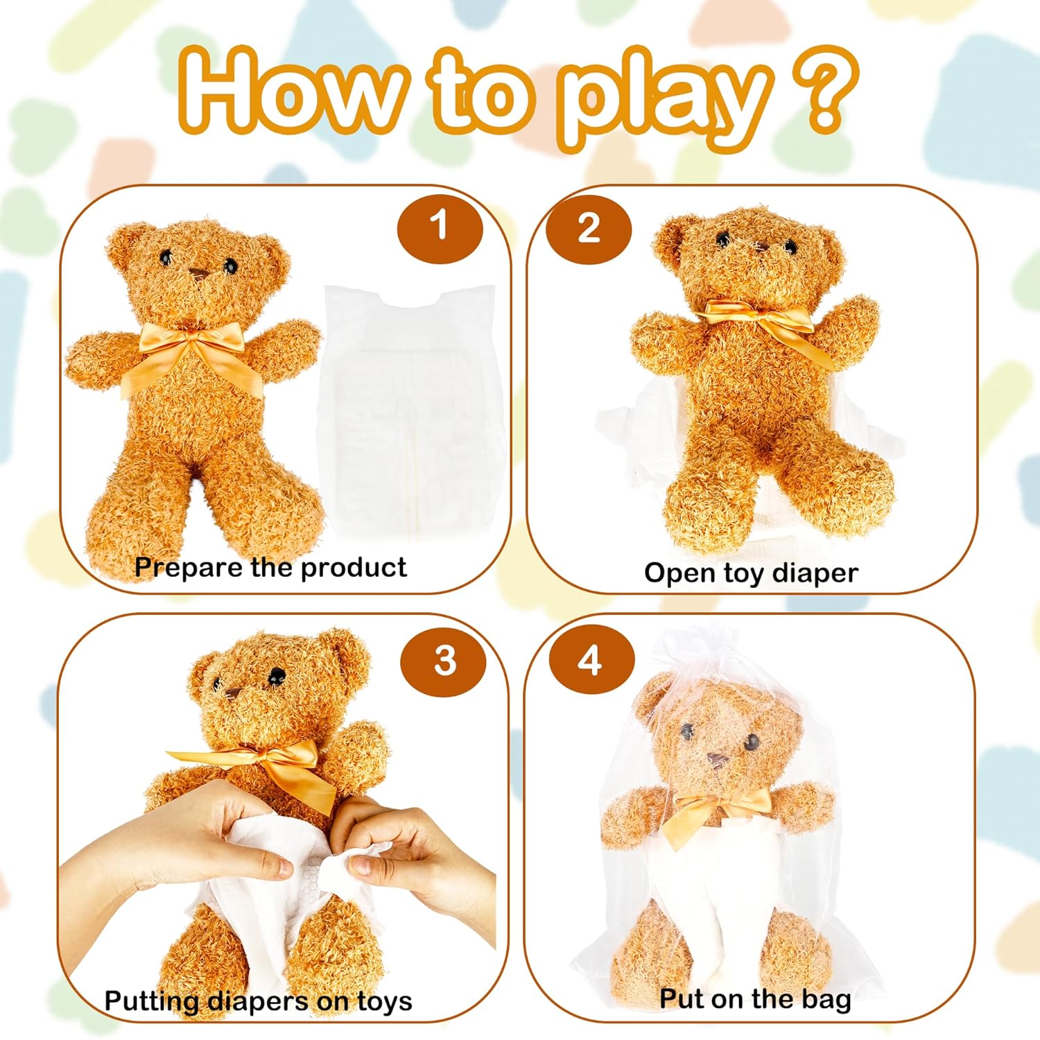 10 Sets Bear Blindfolded Diaper Changing Baby Shower Games Include 10 Bears Plush 10 Diapers 10 Gift Bags For Baby Shower Gender Reveal Party Game Prizes Gifts For Adults
