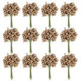 144-Pack Artificial Flower Stamen Kit, Mini Frosted Holly Berry Stems For Wedding Decor, Flower Stamens For Craft Diy Wreaths/Birthday/Flower Arrangements Decorations [Gold]