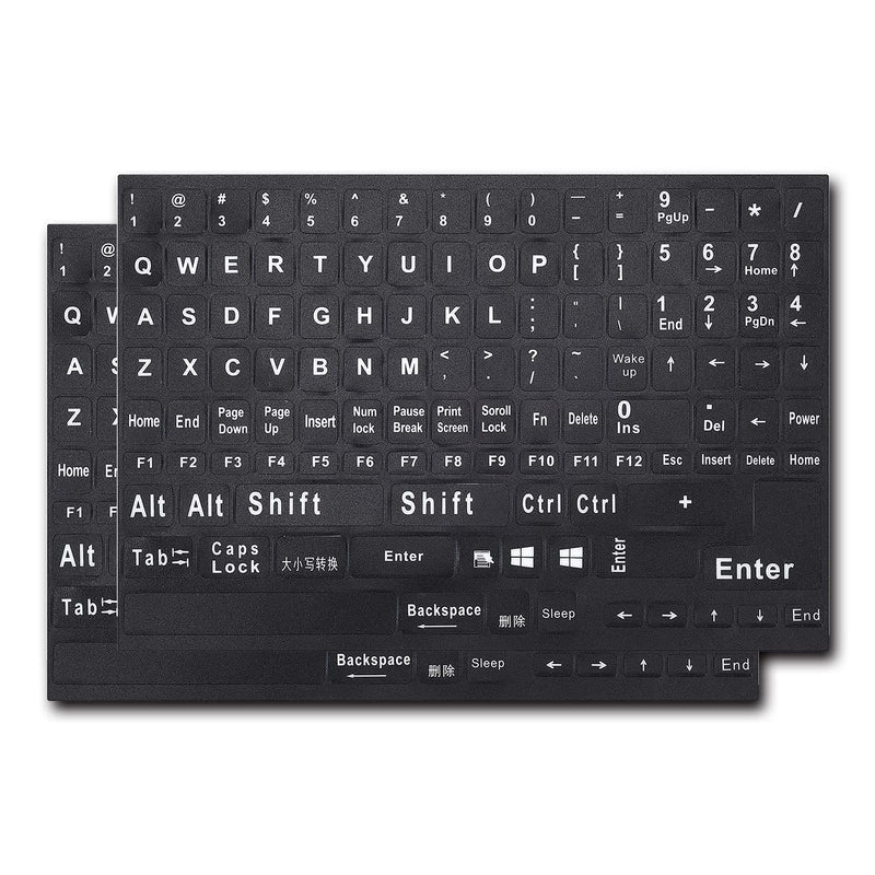 2Pcs English Keyboard Stickers,English Keyboard Replacement Sticker With Black