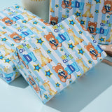 Baby Shower Wrapping Paper Roll - Blue Animal Heart Theme Newborn Gift Wrap Paper For Boy Baby Shower, Children'S Christening, Birthday, New Mommy - 17.5 In X 16.5 Ft?Cut Lines On Back