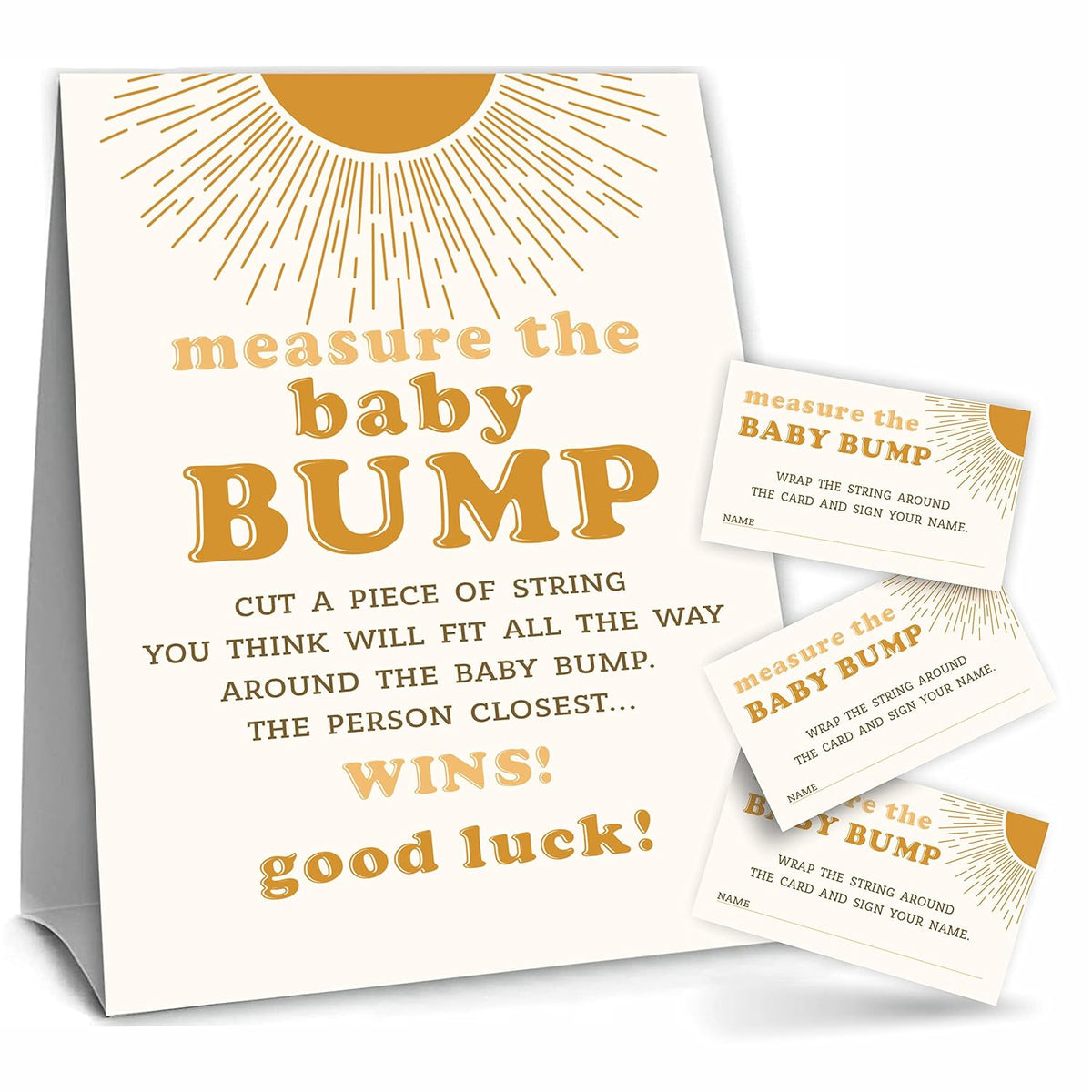 Sunshine Theme Measure The Baby Bumb Babyshower Game Set? How Big Is Mommy'S Belly Babyshower Party Games(1 Sign & 50 Cards)-Dwlk-A01