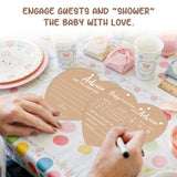 Welcome Baby Shower Advice - 45 Pcs Heart Baby Predictions And Advice Cards, Wood Guest Book Keepsake For New Parents, Gender Neutral Party Activity