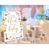 79 Pcs Wood Baby Blocks For Baby Shower Games Decorate, Including 1 Block Floral Boho Sign 54 Diy Blank Blocks 24 Pens, For Activities, Gender Reveal,3