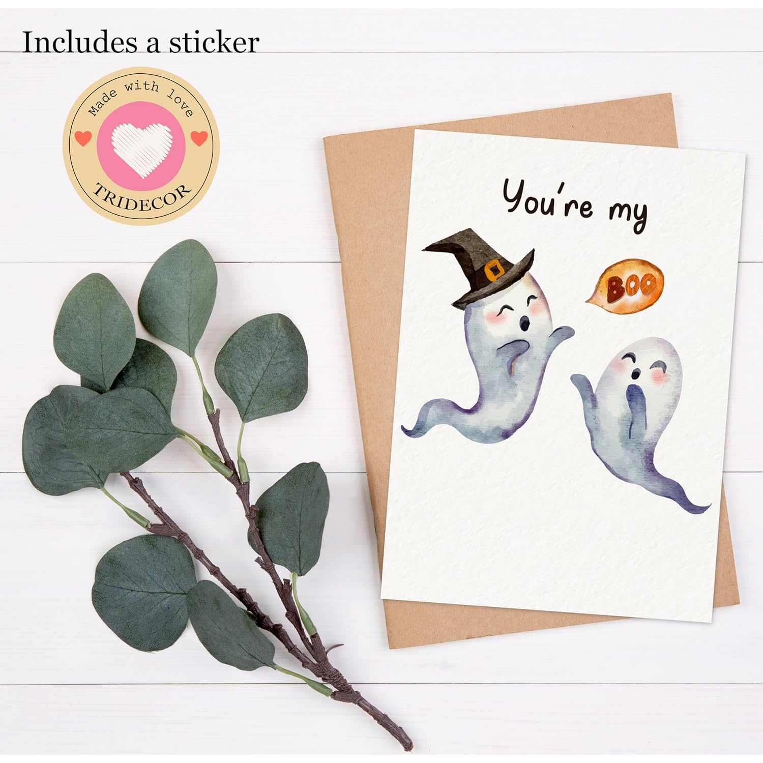 Funny Valentines Day Card – Cute Halloween Love Card For Him Or Her, Wife, Husband, Girlfriend, Boyfriend, 5X7 Folded Greeting Card With Kraft Envelope & Sticker