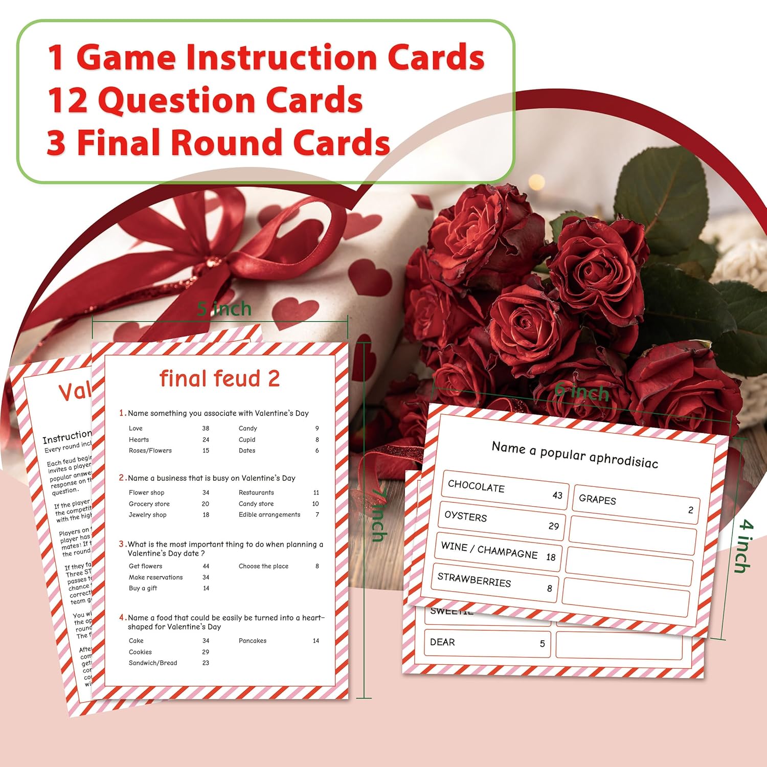 Valentine'S Day Family Feud Game,Funny Valentine'S Day Party Games, Valentine'S Day Trivia Game, Family Feud Quiz Holiday Games For Groups Qrj-Ff01