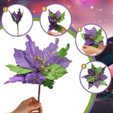 6 Pcs 10'' Mardi Gras Poinsettia Flower Large Flowers Glitter Artificial Tree Decorations Carnival Party Tree Ornaments Wreath Supplies New Orleans Style Party