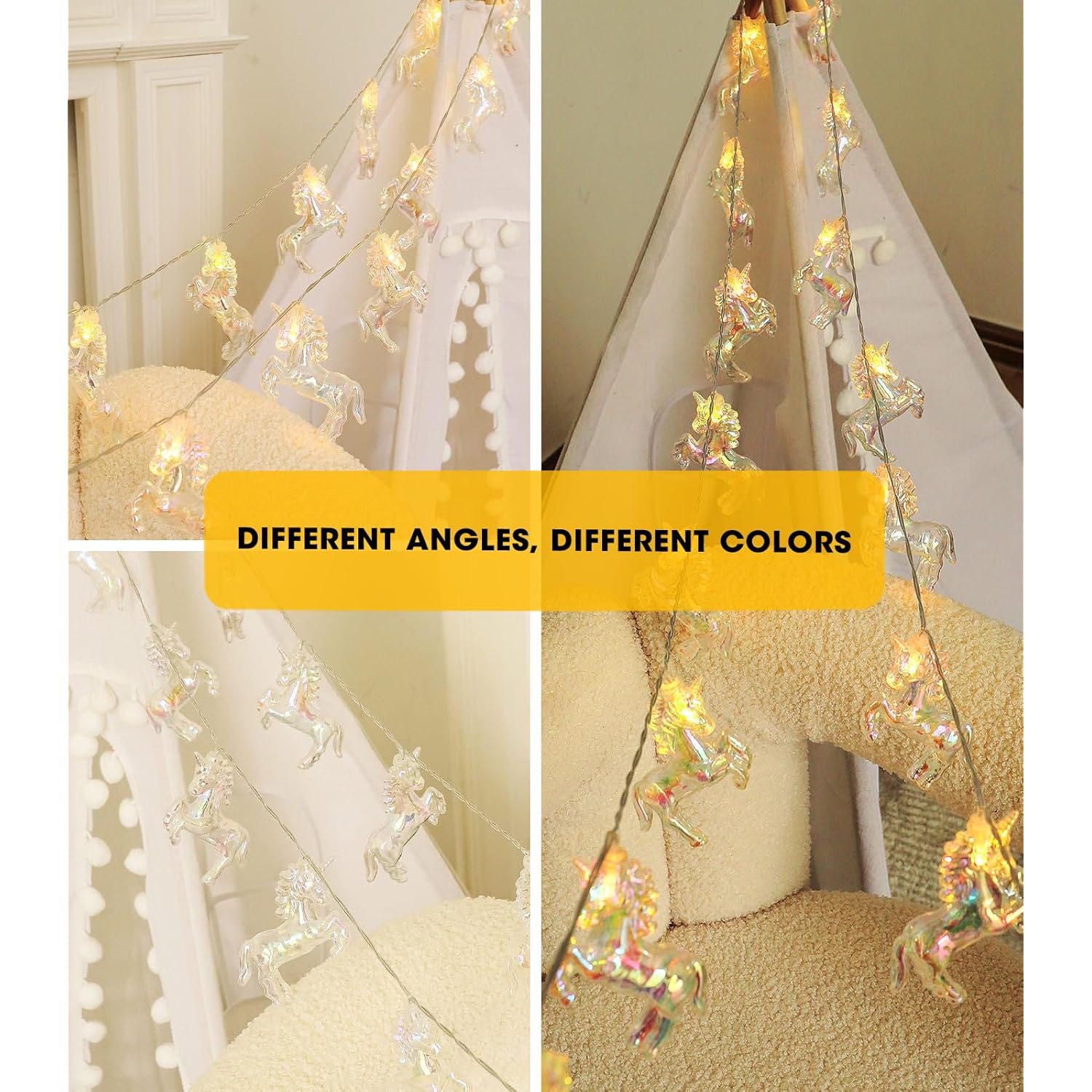 20 Led Unicorn String Lights, 10Ft Unicorn Birthday Decorations String Lights For Bedroom Party, Usb&Battery Powered Wat
