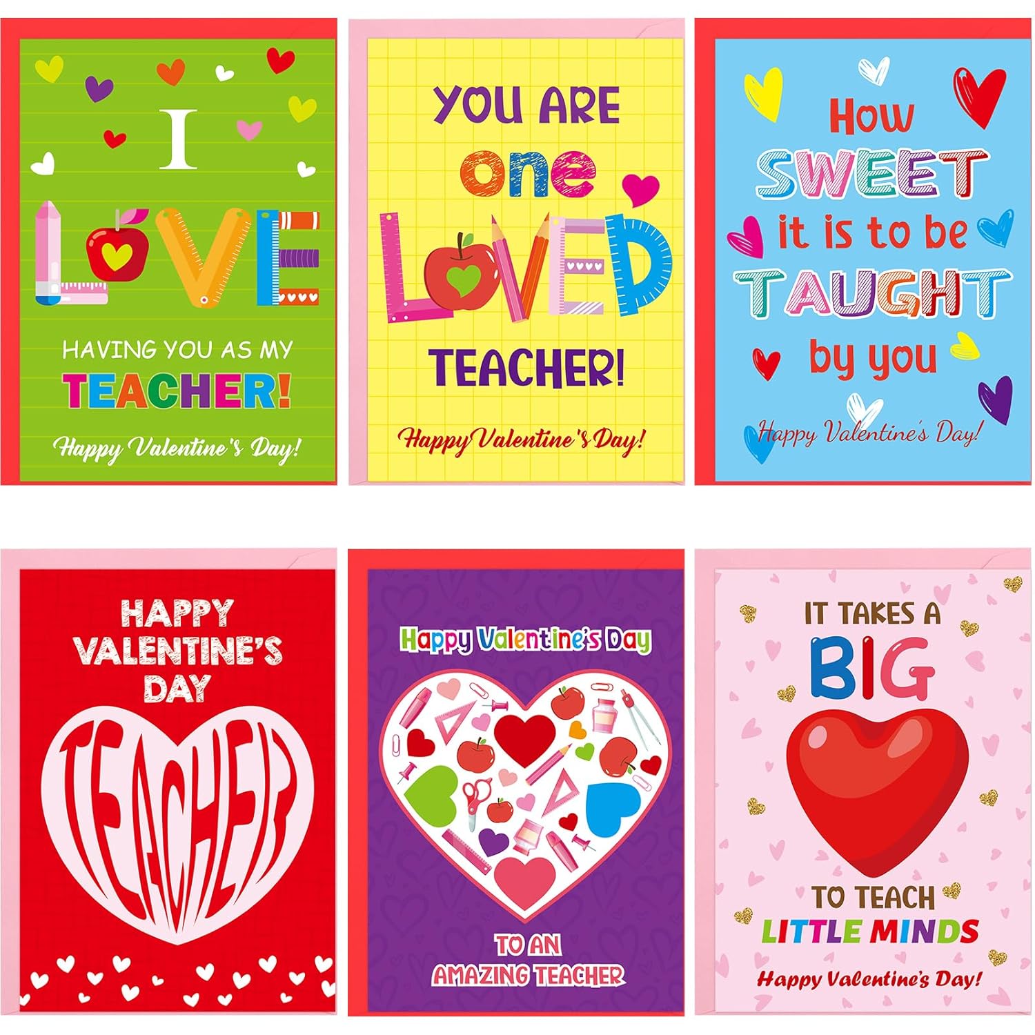 Valentines Day Cards For Teachers Happy Valentine Teacher Appreciation Card With Envelopes For Holiday Thank You Supplies 12Pcs
