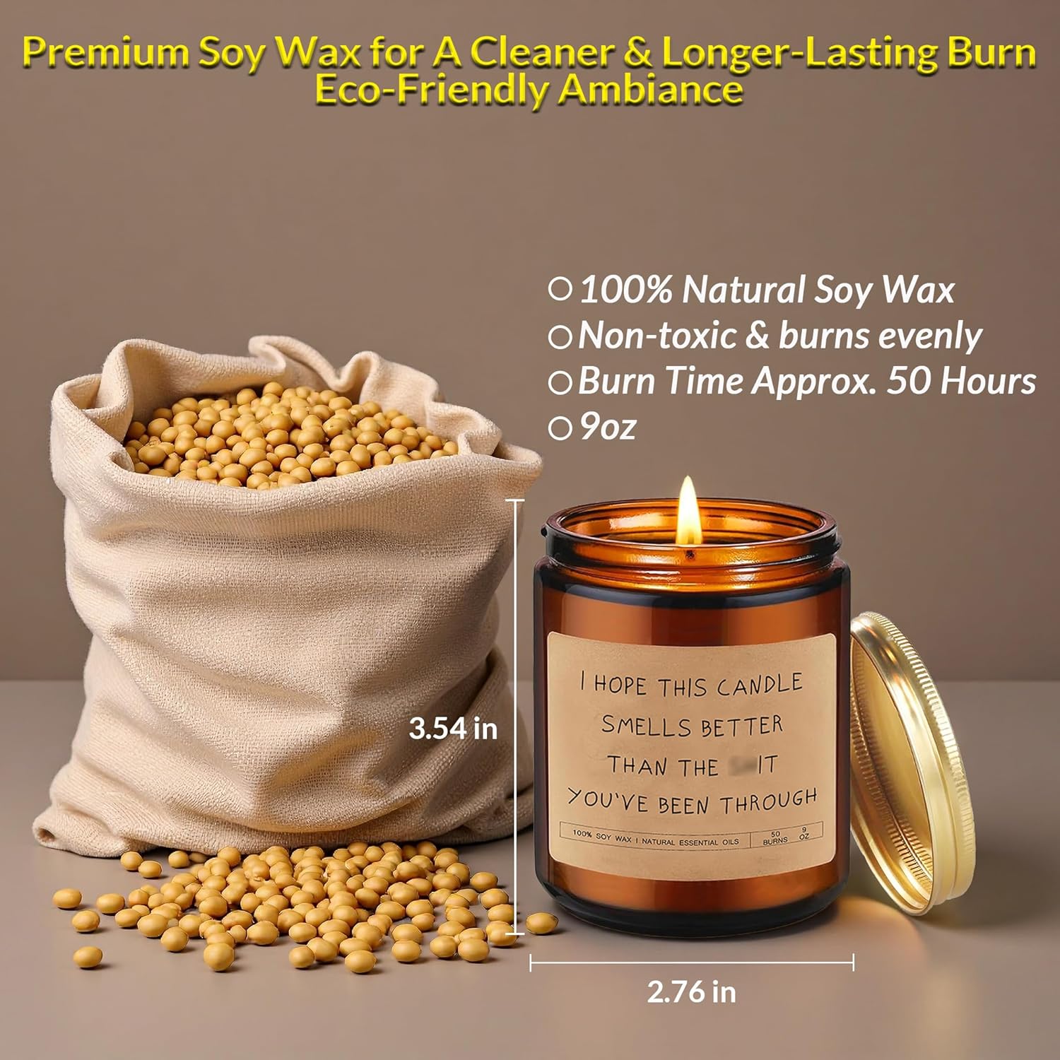 Funny Candles For Women And Men, Lavender Soy Candle With Amber Glass Jar, Get Well Gifts For Women And Men, 50 Hours Burn Time