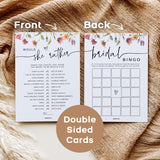 Bridal Shower Games - 4 Bridal Shower Games For 30 Guests, (He Said She Said, Would She Rather, Bridal Bingo, What Did The Groom Say), Double-Sided Cards (Wildflower)