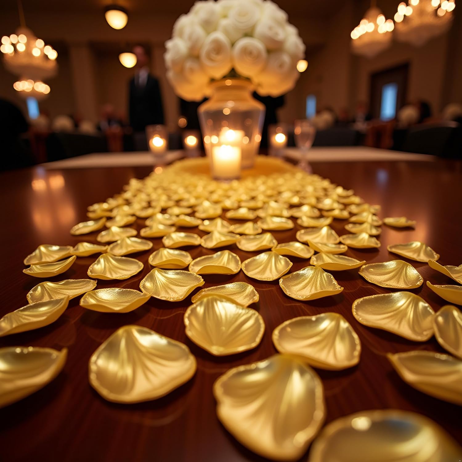 500Pcs Gold Artificial Silk Flower Petals Silk Rose Petals Fake Emulation Rose Pedals To Throw For Hotel Home Parties Anniversaries Wedding Decor, Artificial Flower Petals For Party Home Hotel