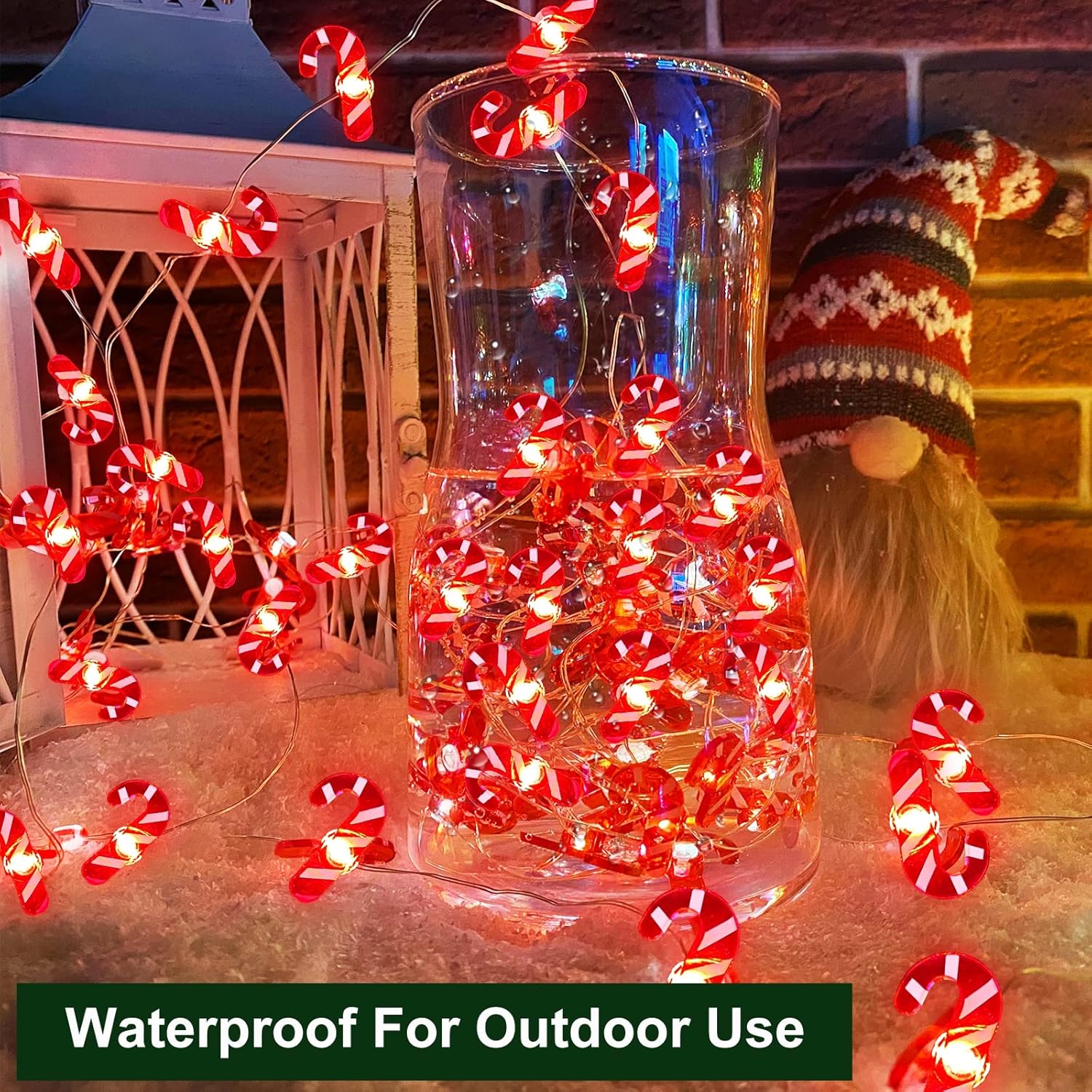 26.2 Ft 80 Led Candy Cane String Lights Christmas Decor Battery Operated Fairy Lights Remote Control With Timer 8 Modes