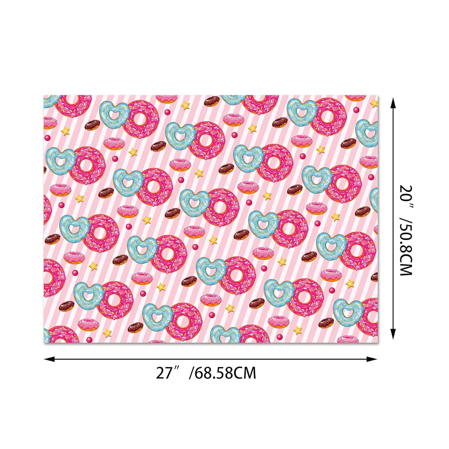 12 Pcs Gift Wrapping Paper, Donut Cartoon Theme Design Wrapping Paper For Children'S Birthday, Holiday Party, Baby Shower Gifts Packing Supplies(27 X 20 Inches Each)