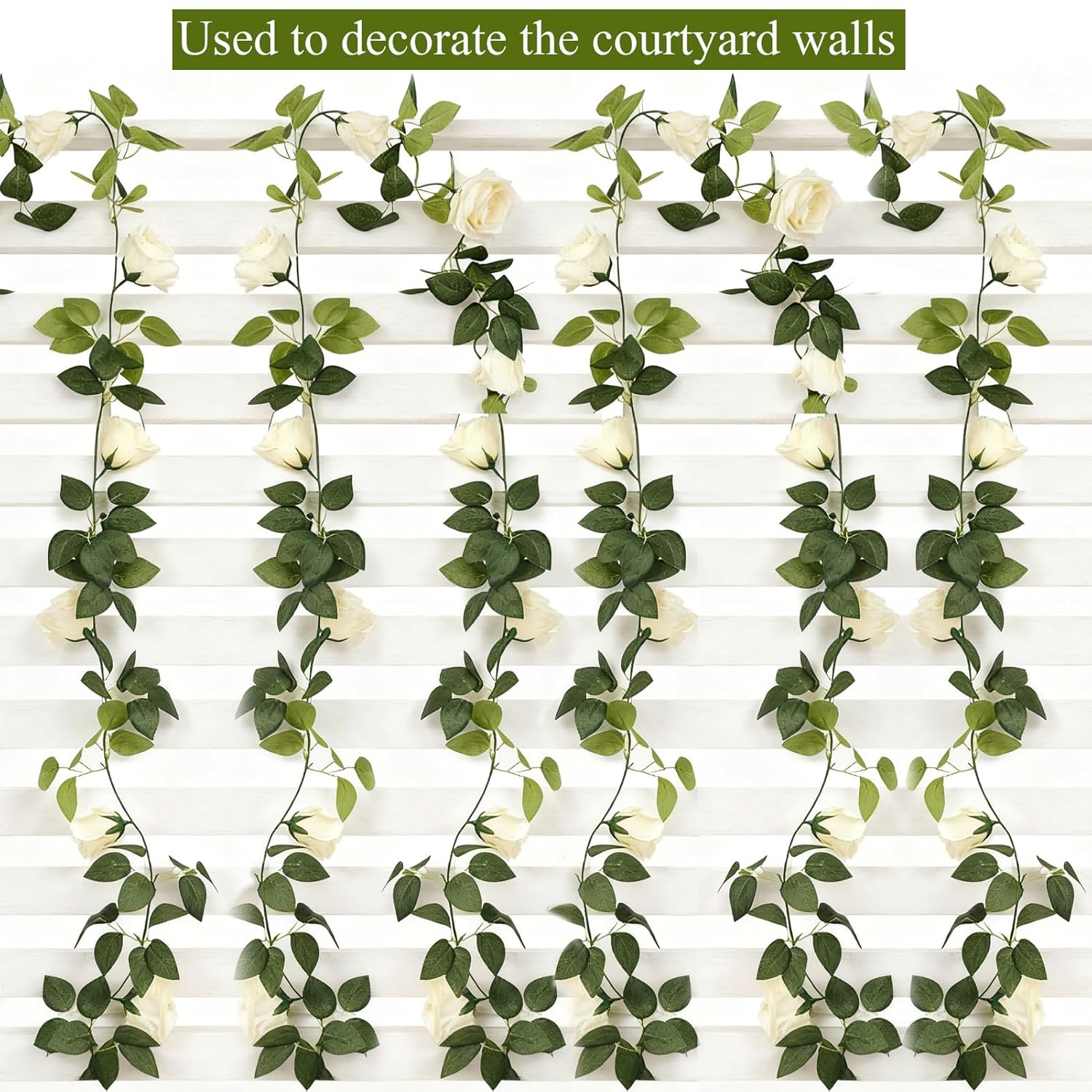 Artificial Flower Garland?2Pcs 7.54 Ft Fake Roses Vines Flowers With Green Leaves,Fake Silk Rose Hanging Vine For Wedding And Birthday Parties, Anniversaries, Home Decor, Wall Arch Decorations