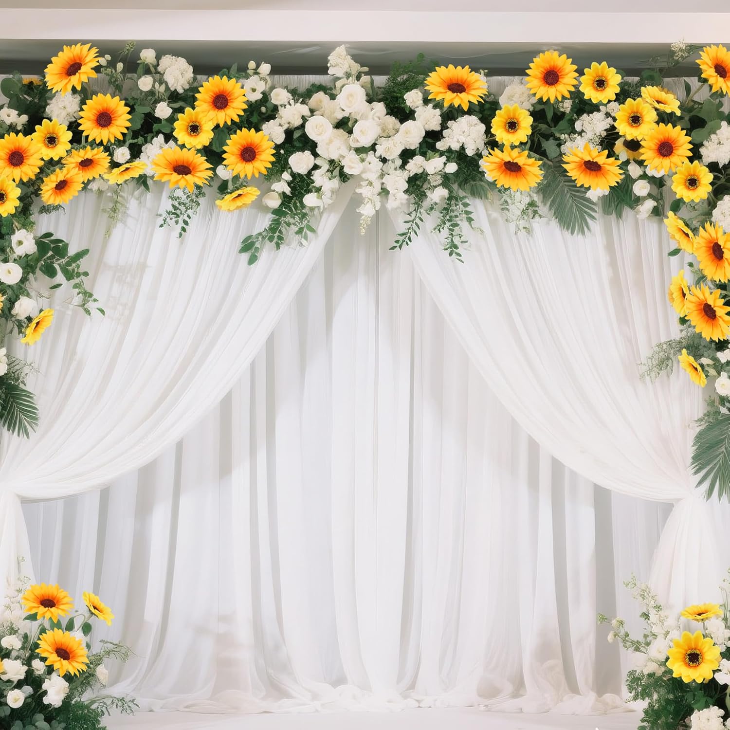 50Pcs Artificial Sunflowers Flowers Yellow Fake Silk Sunflower Heads Decorations For Graduation Cap Home Tables Wedding Baby Shower Diy Craft Party Decor