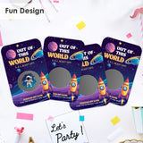 Outspace Birthday Party Scratch Off Games, Out Of This World Astronaut Party Ice Breaker Cards For Space Party, 50 Sets With Stickers