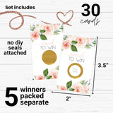 Graceful Floral Bridal Shower Scratch-Off Game Cards: 30 Pack For Wedding Engagement Party, Blush And Gold