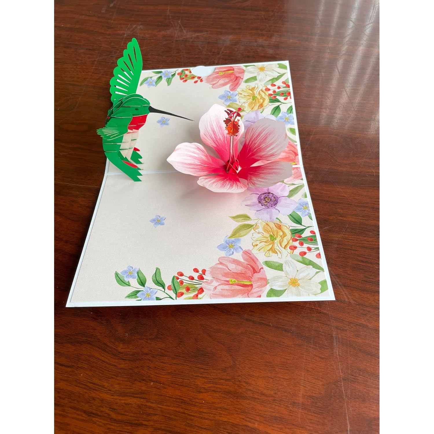 3D Pop Up Greeting Card – Hummingbird With Pink Hibiscus Flower, Handmade Nature & Floral Card, Birthday, Mother’S Day, Thank You & Garden Lover Gift With Envelope F35