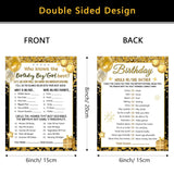 Who Knows The Birthday Boy Girl Best, Birthday Game Cards For Party Activities, Birthday Game Cards For Teens Kids Girls Boys Sleepover Party - Set Of 30 (Black Gold, Double-Sided)
