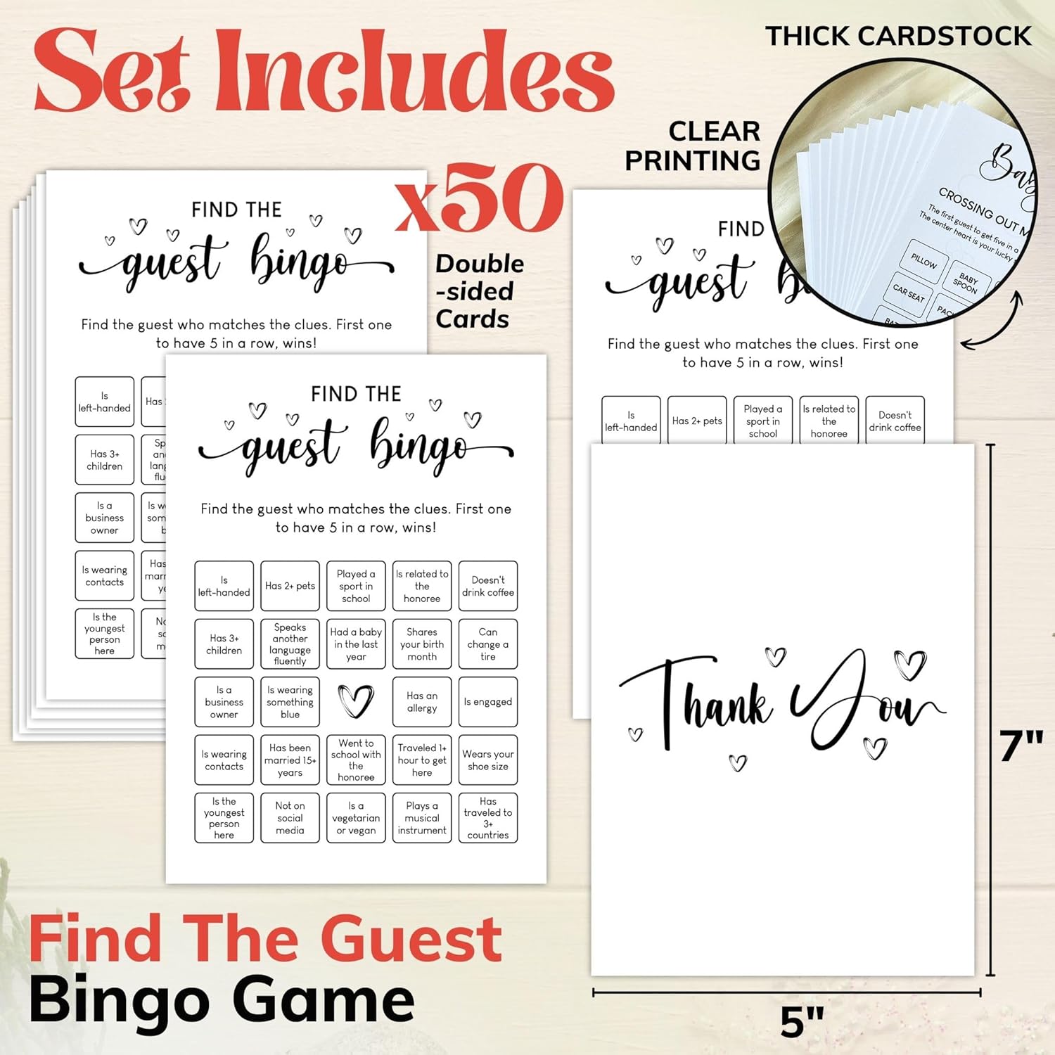 Find The Guest Bingo Bridal Shower Game - 50 Pcs Find The Guest Baby Shower Game For Rehearsal Dinner, Wedding Shower Games For Guests, Engagement Party Ideas Bridal Shower Decorations