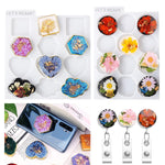 2Pcs Resin Mold, 24 Cavities Badge Reel And Phone Grip Mold For Uv Resin, Epoxy Resin, Casting Molds For Diy Resin Jewelry Keychain Pendant