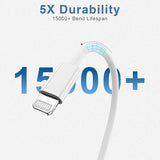 5 Pack 3FT MFi Certified USB A to Lightning Cable Fast Charging Cord White