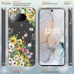 Pixel 9 Case, Marble, Shockproof, Soft TPU, Camera Protector, Stylish, Flowers