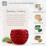Illumination Sparkling Cranberry Scented Hand Poured Artisan Candle, 9Oz, 60+ Hours Burn Time (Red Jar)