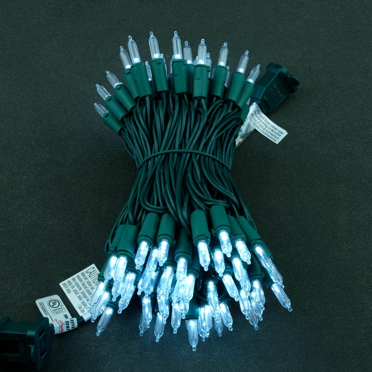 Cool White Led Christmas Lights With Green Wire, 33 Ft 100 Count Ul Certified Commercial Grade Holiday String Light Set
