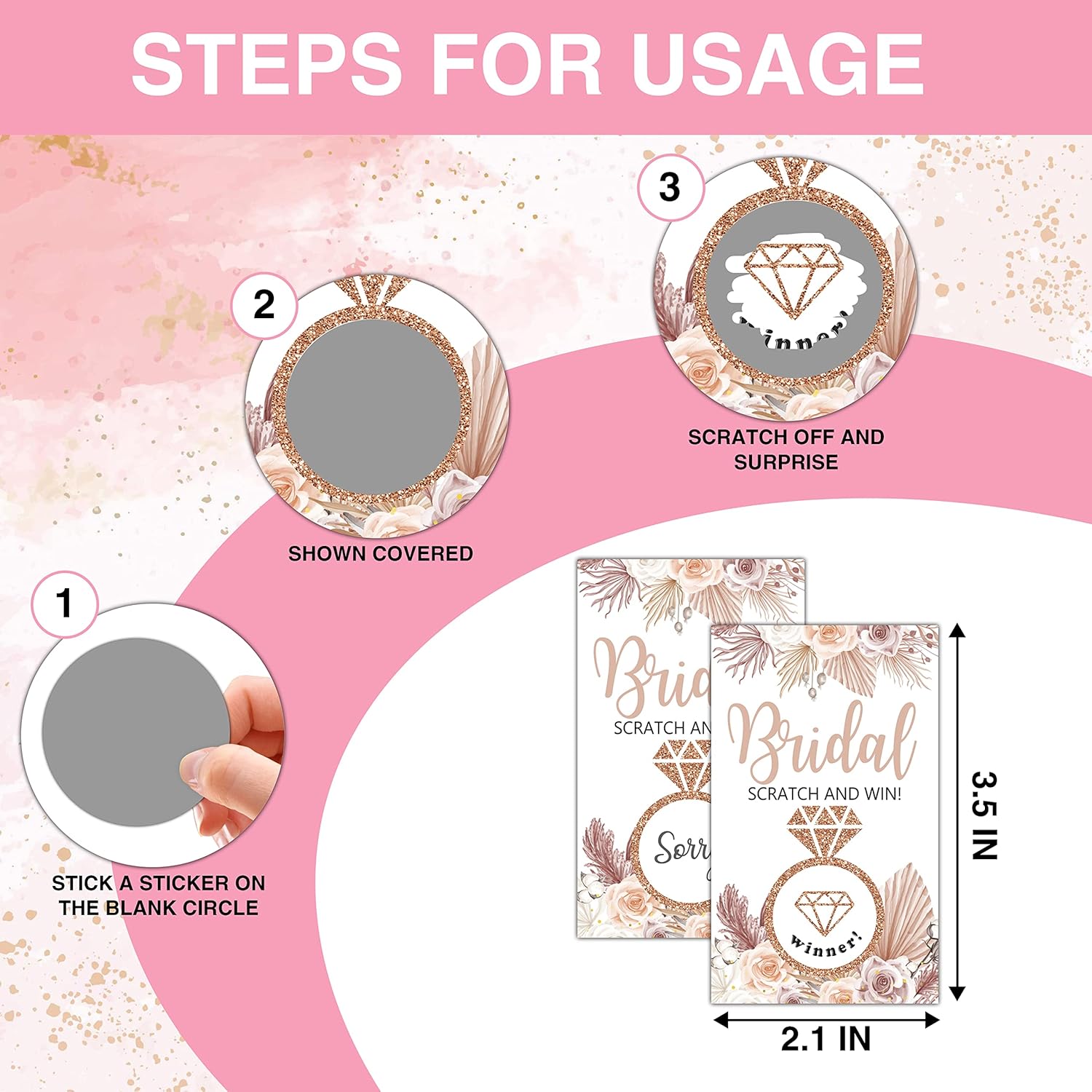 Bridal Shower Scratch Off Game Cards - Boho Floral Wedding Shower Ideas - Bride Shower Party Activities & Supplies - Bachelorette/Engagement Party Decorations - 50 Pack(14)