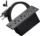 SEO-Friendly Title: Recessed Flush Mount Desk Power Strip with USB-C USB-A and 2 AC Outlets Black