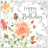 Happy Birthday Card For Her With Watercolour Effect And Flowers - Female Birthday Card For Ladies - Womens Floral