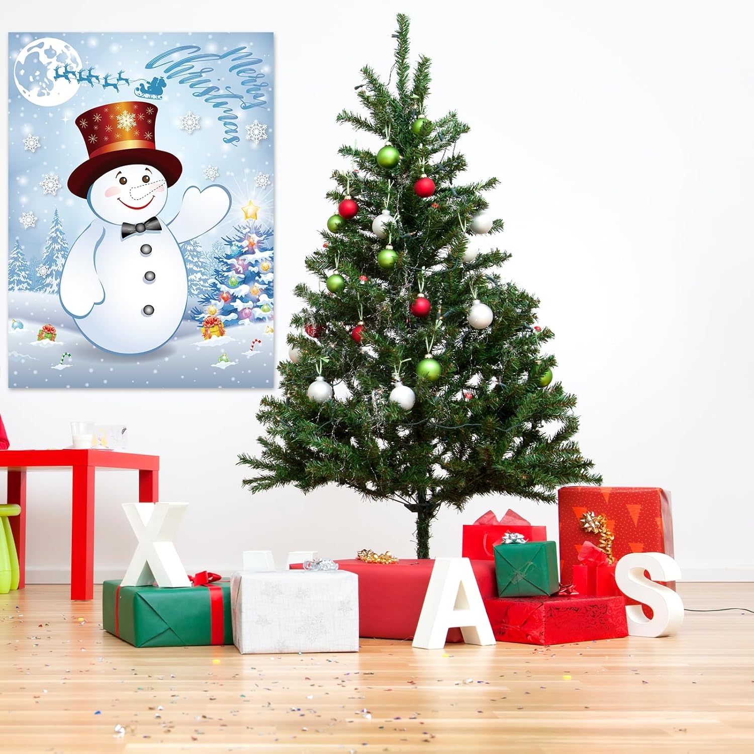 Pin The Nose On The Snowman Christmas Party Games, Christmas Party Decorations Include Large Poster With Blindfold 36Pcs Nose Stickers For Xmas Activities Holiday Party Supplies