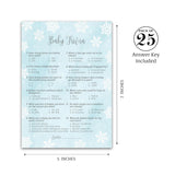 Snowflakes Baby Shower Game – Baby Trivia Cards (25 Pack) – Winter Wonderland Blue Shower Activity – Holiday Fun Facts Game For Boy Gender Reveal, It’S Cold Outside Party G781-Trv