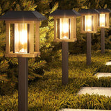 4 Pack Vintage Solar Pathway Lights Warm White Seeded Glass Waterproof Garden Lights
