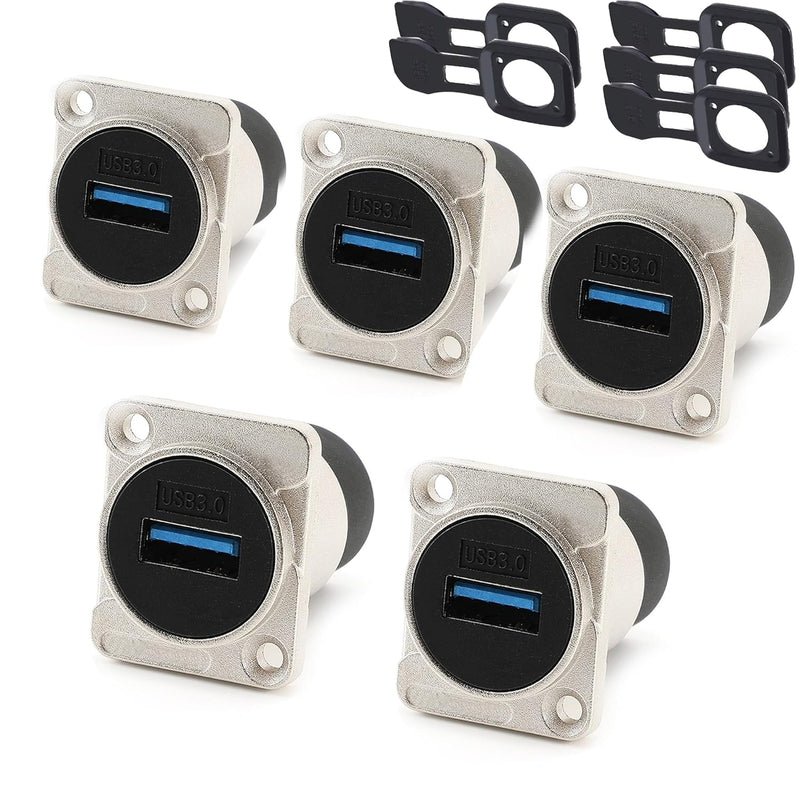 5 Pcs Usb 3.0 Panel Mount Connector, Zinc Alloy Housing Usb Bulkhead Bonnector