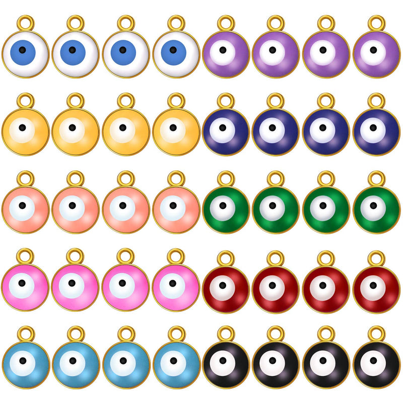 80 Pieces Halloween Alloy Evil Eye Charms Double-Sided Evil Eye Charm Round Ev