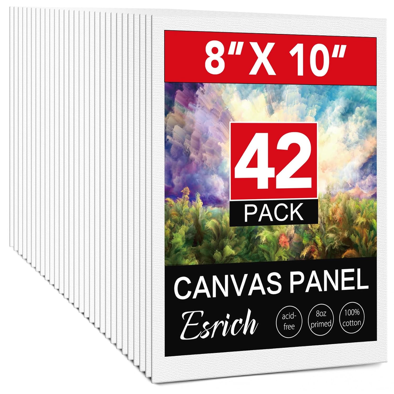 Canvases For Painting 8X10 Inch, 42 Pack Blank Painting Canvas Boards For Painting Supplies-Cotton Canvas Panels Acid-Free Primed For Oil Paint,Watercolor, Acrylic Paint, Gouache And Tempera.