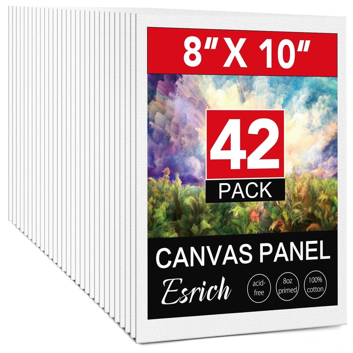Canvases For Painting 8X10 Inch, 42 Pack Blank Painting Canvas Boards For Painting Supplies-Cotton Canvas Panels Acid-Free Primed For Oil Paint,Watercolor, Acrylic Paint, Gouache And Tempera.