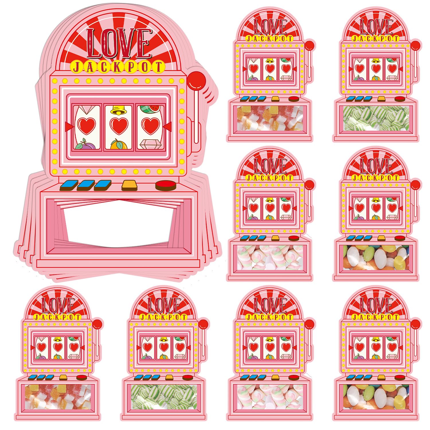 Valentines Cards For Kids School Classroom, 60 Pack Diy Candy Valentine Day Cards Set Gifts For Girls Boys, Love Jackpot Valentine'S Exchange Card Bulk For Kids (Candy Not Included)