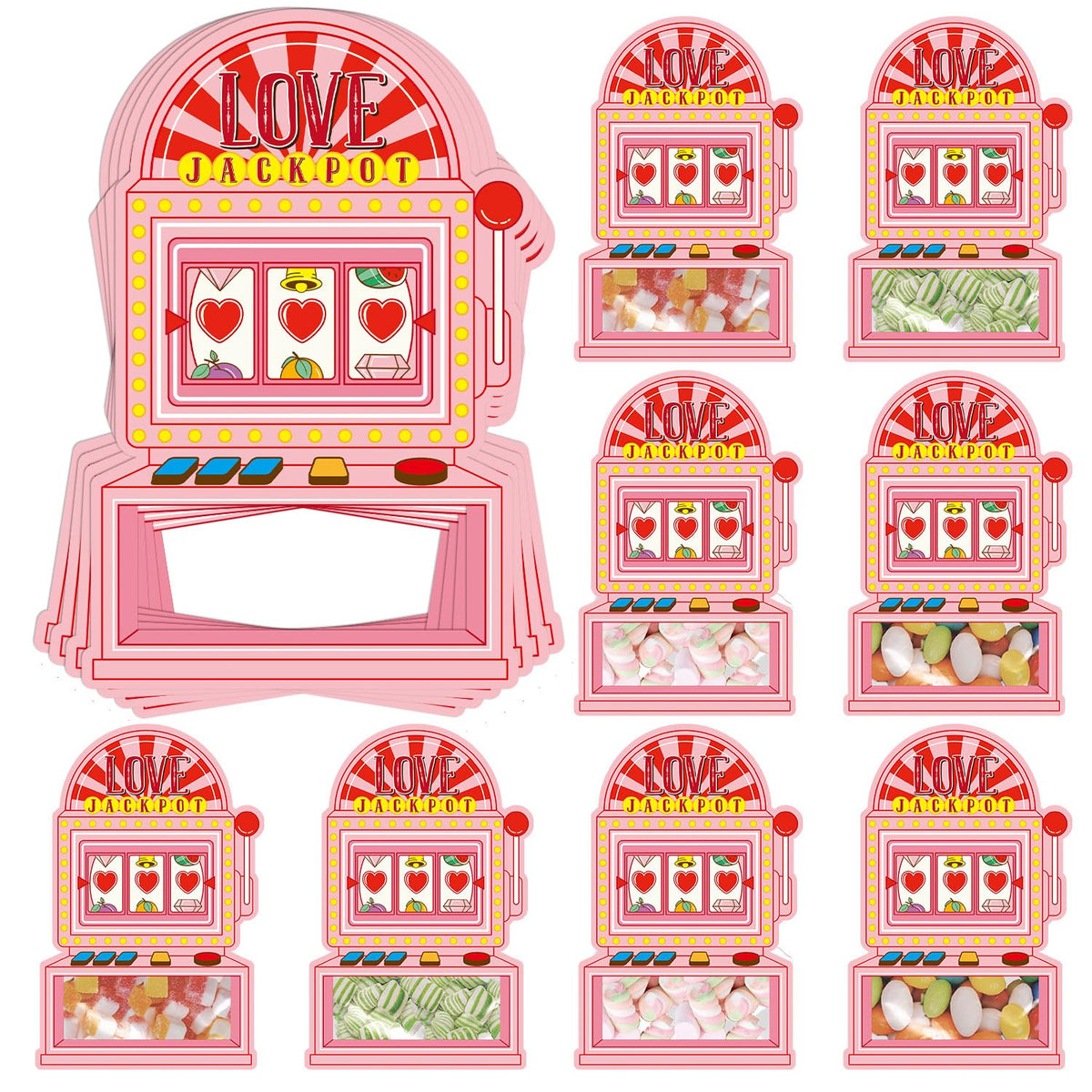 Valentines Cards For Kids School Classroom, 60 Pack Diy Candy Valentine Day Cards Set Gifts For Girls Boys, Love Jackpot Valentine'S Exchange Card Bulk For Kids (Candy Not Included)