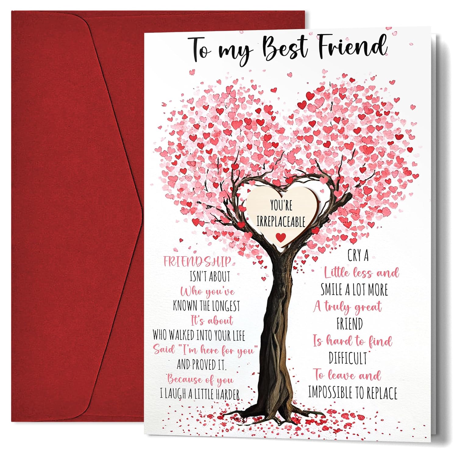 Friends Gift Cards - Christmas, Birthday Gift Cards For Women, Friendship Gifts For Friend, Bestie Gifts For Women - 4.9"X6.9" Greeting Card With Pocket Hug Token, Envelope