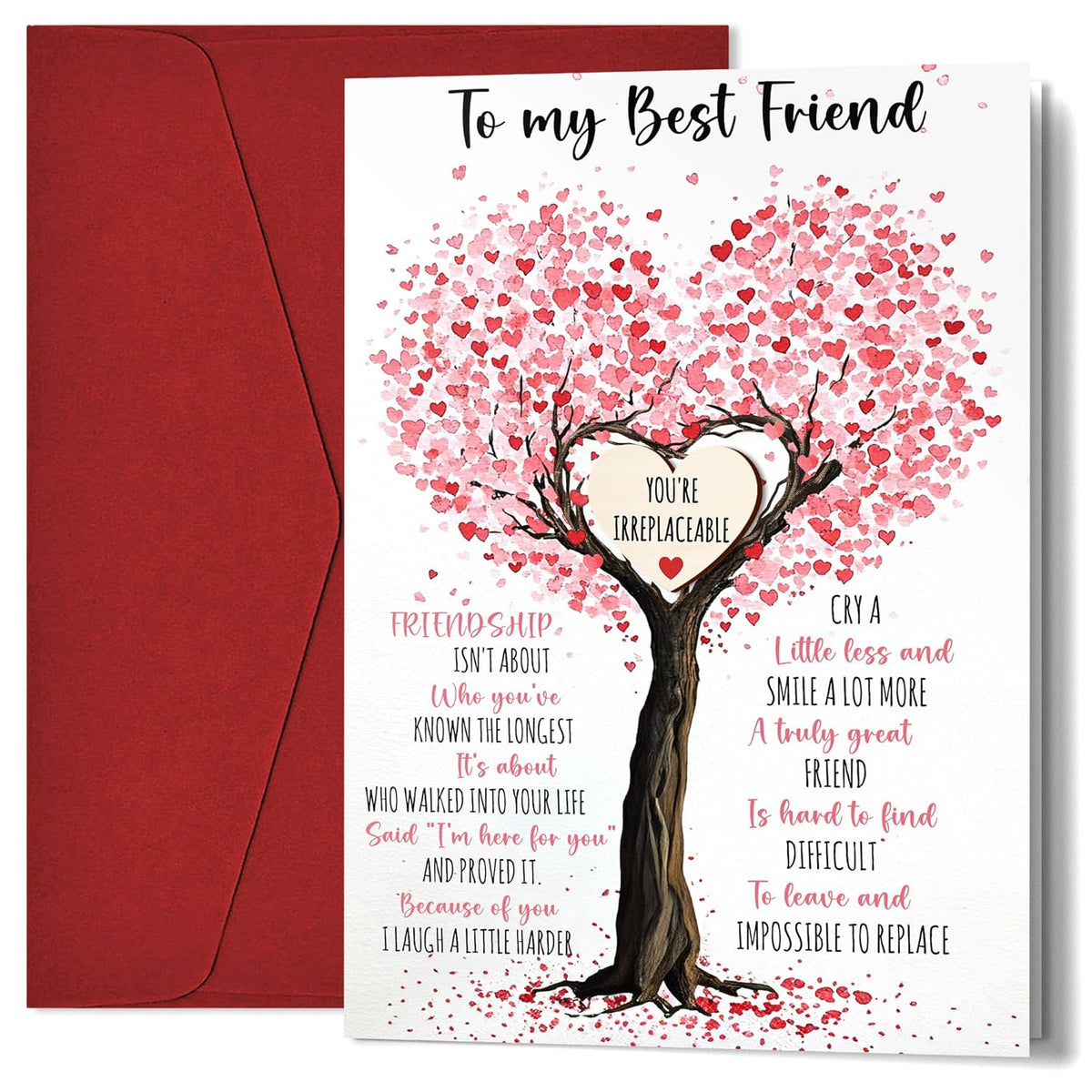 Friends Gift Cards - Christmas, Birthday Gift Cards For Women, Friendship Gifts For Friend, Bestie Gifts For Women - 4.9"X6.9" Greeting Card With Pocket Hug Token, Envelope