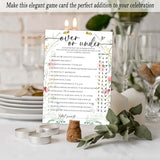 Wedding Shower Games, Guess Over Or Under, Floral Bridal Shower Game Cards 25 Guests Activity For Bachelorette Engagement Party Supplies Favors - C06